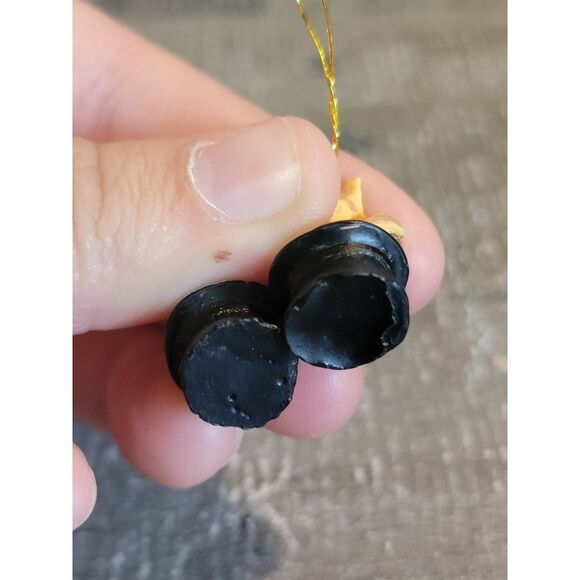 Mini tabby cat Noel mistletoe hat ornament set Xmas decor - Picture 4 of 4